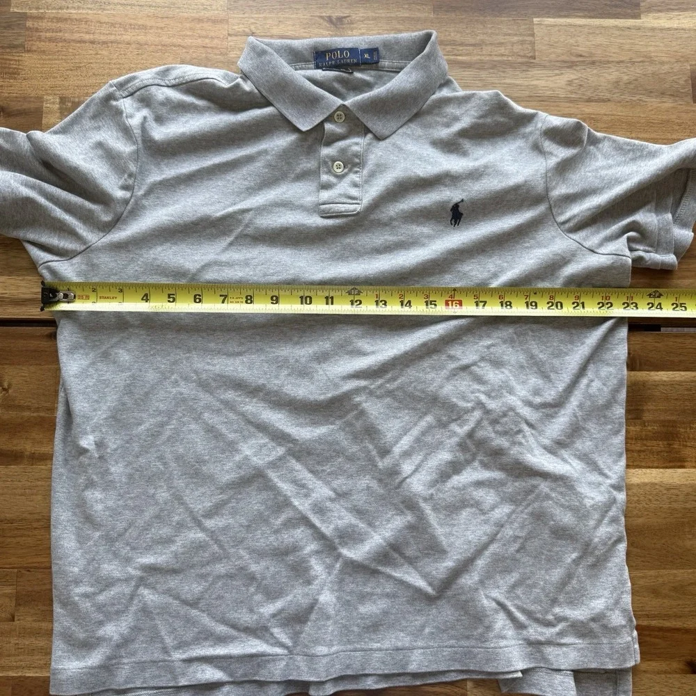 Polo Ralph Lauren Mens Pima Soft Touch Polo Shirt Gray Heather XL Short Sleeve